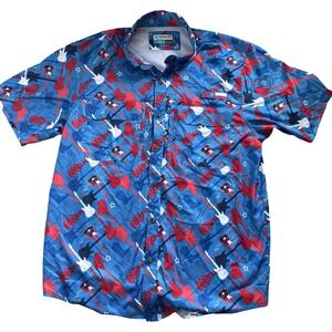 Magellan Outdoors Fish Gear Mens L Relaxed Fit Guitar & Stars Shirt large